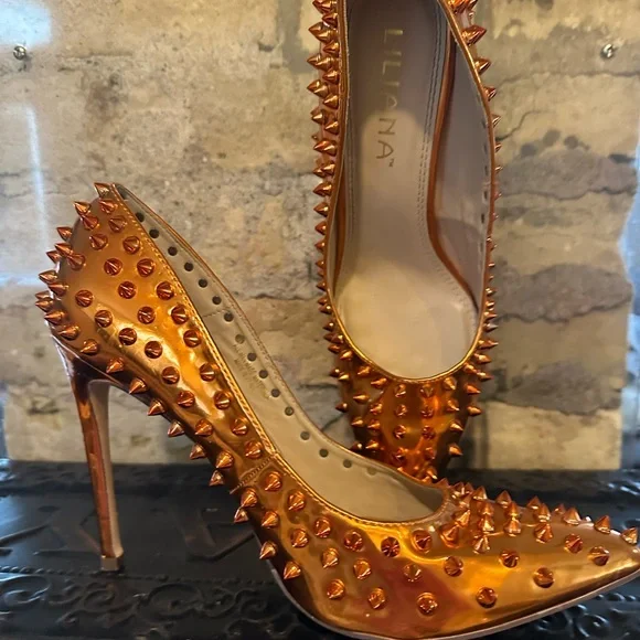 Liliana Shayla Mermaid Orange Spiky Stillletos - Picture 6 of 6